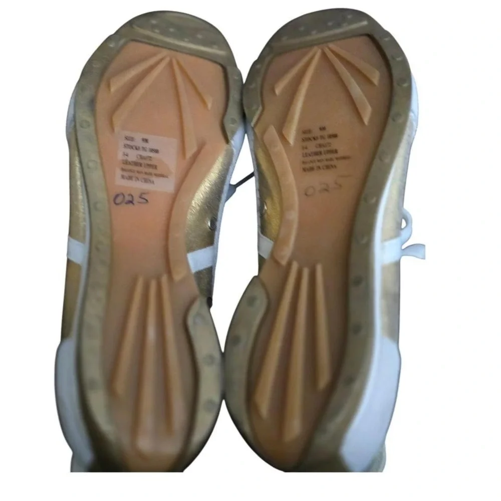 Tommy Girl‎ Metallic Gold White Leather Sneakers Trainers Size 9W EUC